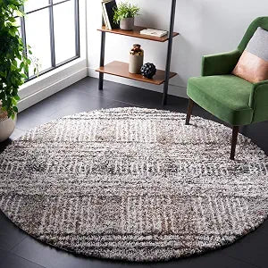 SAFAVIEH Jericho Shag Collection Area Rug - 3' Round, Black & Rust, Non-Shedding & Easy Cleaning, Ultra Plush Thick Pile, Ideal for Living Room, Bedroom, Dining Space (JER100Z)