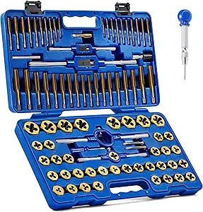 Orion Motor Tech 86pc Tap and Die Set, SAE & Metric Tap Set and Die Tool Set for Internal and External Threading, Coarse and Fine Threading Rethreading Tool Kit with Carrying Case
