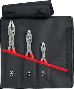 KNIPEX Tools 00 19 61 V01 3 Pc TwinGrip Pliers Set in a Tool Roll, Plastic Dipped (6", 8", 10")