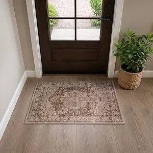 Rugshop Traditional Medallion Washable Non-Slip Area Rug, 2'x3' Brown