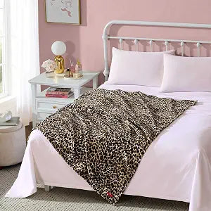 Betsey Johnson - Plush Throw Blanket for Couch or Bed, Soft Reversible Western Fleece Throw, Cozy Printed Soft Blanket, Etched Leopard Brown, 50" x 70"