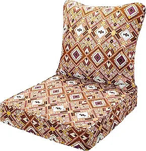 Volans Outdoor Patio Cushions 24" x 24", Waterproof Outdoor Chair Seat Cushions Set for Patio Furniture, Fade Resistant, Boho Tribal Print
