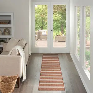 Nourison Home Positano Terracotta Ivory 2' x 6' Area Rug - Easy Clean, Non Shedding, Bed Room, Living Room, Dining Room, Kitchen (6' Runner)