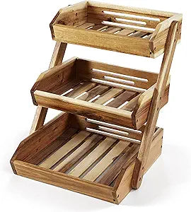 3-Tier Fruit Basket for Kitchen - Durable, Multifunctional, Large Capacity Fruit & Veggie Stand with Snack Organizer