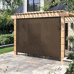 90% Sun Shade Cloth with Grommets 10X10 FT, Outdoor Pergola Shade Cover, Heavy-Duty Mesh Tarp Patio Sun Screen for Lawn Garden Backyard, Mocha