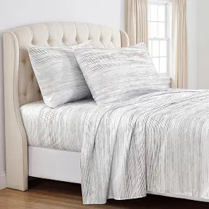 White Striped Sheets Twin Size 3 Pc Patterned Bed Sheets Set Quiet Horizon
