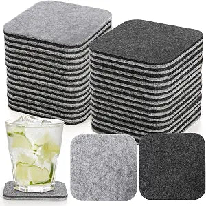 Yarlung 30 Pack Felt Coasters for Drinks, 4x4 Inch Non-Slip Bar Coasters Absorbent Felt Two Sided Mat Heat Proof for Wine Glasses Cups Mugs, Furniture, Tabletop Protection