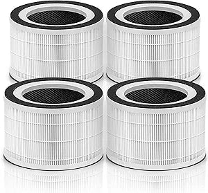 4 Packs Air Filter Replacement Compatible with A-floia Air P urifier Fillo/Halo/Allo and Mooka Allo Match ASIN: B088FHCS83/B07JG1R2GB/B09M799DT4/B07WR2CT7V 3-IN-1 Filtration