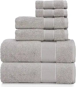 Ralph Lauren Sanders Towel 6 Piece Set Pewter Grey - 2 Bath Towels, 2 Hand Towels, 2 Washcloths