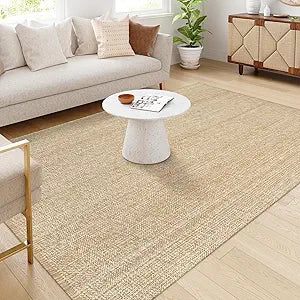 LEEVAN Washable Kitchen Rug 6' x 9', Tan Bathroom Rugs, Reversible Living Room Carpet, Farmhouse Low Profile Bedroom Floor Mat, Modern Nursery Carpet for Foyer Laundry/Proch Decor