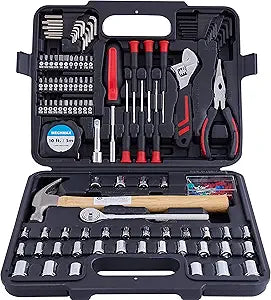 MECHMAX 149PC Home Tool Set with Socket Set & Adjustable Wrench - Premium Alloy Steel Hand Tool Kit with Hammer, Pliers & Storage Case - Perfect Mechanics DIY Kit for House, Apartment, Dorm & Gift