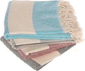 Clotho 4 Pack Oversized Turkish Towels Set for Bathroom and Pool - 100% Cotton 39 x 70 inch - Large Absorbent Fast Drying - Towel for