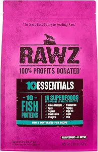 Rawz Cat Dry Food, 10+ Essentials Fish & Dehydrated Fish Recipe for All Life Stages, with Salmon, Cod, Trout, Pollock, Herring, Whitefish, Green Lipped Mussels, Probiotics (7.8 LB)