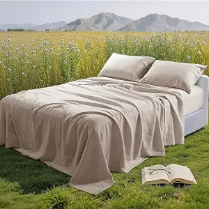 100% Pure Linen Sheet Set for Hot Sleepers, Breathable Natural Linen Sheets 4pcs, Bedding Set Deep Pocket Up to 16" Moisture-Wicking, Softens with Every Wash (Linen King)