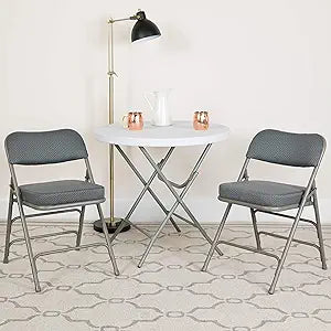Flash Furniture Hercules Series Metal Folding Chairs with Cushioned Seat, Fabric Upholstered Event Chairs with 300-lb. Static Weight Capacity, Set of 4, Gray