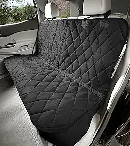 4Knines Dog Seat Cover for Back Seat, Heavy Duty Waterproof Rear Seat Protector for Small Trucks, SUV, Cars - Fits 60/40 Split Bench with Middle Seat Belt, Non-Slip Dog Backseat Cover (Regular, Black)