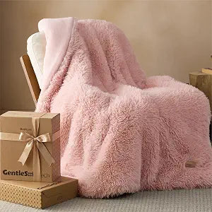 Bedsure GentleSoft Luxury Faux Fur Pink Twin Blanket for Couch, Extra Soft Fuzzy Fluffy Shaggy Blanket Gifts for Women and Girls, Warm Cozy Plush Comfrt Fleece Throw for Room Decor, 60x80 Inches