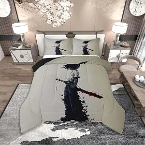 jejeloiu Afro Samurai Comforter Set Twin Size Bedding Set