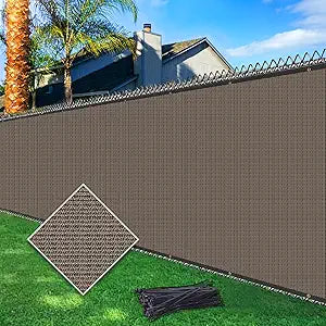 5ftx50ft Fence Privacy Screen Heavy Duty 170 GSM Windscreen & Dustproof Fabric Privacy Screen Covering Mesh Fencing for Outdoor Patio, Balcony, Pool Deck, Brown
