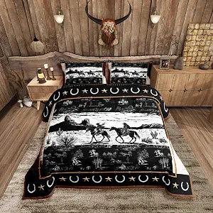 Feelyou Western Aztec Comforter Set Toddler Size Horse Cowboy Bedding Set