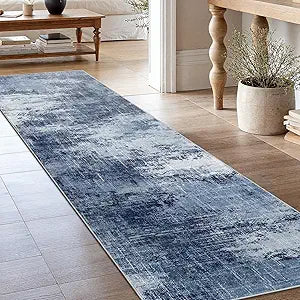 Runner Rugs for Hallway 2'6"x10', Modern Abstract Machine Washable Runners for Kitchen Entryway Bathroom Bedroom Laundry RoomLow Pile Lightweight Thin Non Slip Runner Rug, Dark Blue