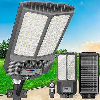 loyoele Solar Street Lights Outdoor,750000Lm Solar Parking Lot Lights Commercial Street Light Dusk to Dawn,7000K LED Security Flood Light with Motion Sensor and Remote Control for Street,Court,Yard