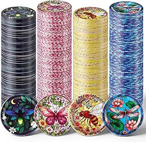 120 Pack Regular Mouth Canning Lids, 4 Style 2.75'' Decorative Mason Jar Lids Rust-Resistant Tinplate Lid for Food Jam Fruits Storage Canning Supplies (Stained Glass Style)