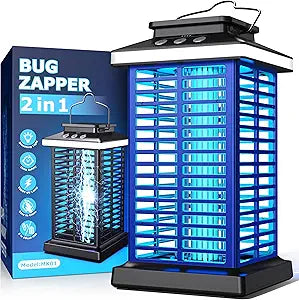 Bug Zapper Outdoor, Mosquito Zapper 2 in 1 Portable & Rechargeable Bug Zapper Outdoor with 5000mAh Battery & LED Night Light, 4000V Electric Fly Zapper for Outside,Patio,Backyard,Garden Blue