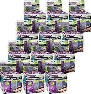 Rejuvenate Outdoor Restorer Wipes, 5 Count, Individually-Wrapped Pre-Saturated Microfiber Wipes Restore Faded and Weathered Surfaces Such As Patio Furniture, Shutters, Siding, And More, 12 Pack