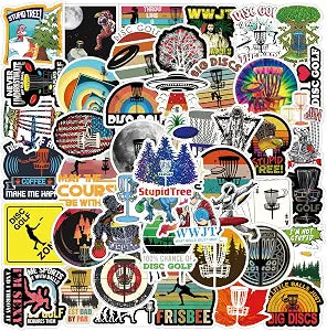 50Pcs Disc Golf Stickers, Sport Ball Stickers Waterproof Vinyl for Water Bottle, Laptop, Skateboard, Helmet, Car Decal Award Motivational Decals Perfect Disc Golf