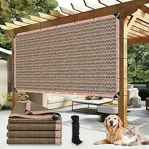 90% Outdoor Sun Shade Cloth, 20 x 20 FT Pergola Shade Cover with Grommets, Privacy Screen Sunshades for Patio Garden Backyard Plant, Mocha