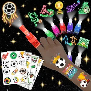 Soccer Party Favors, 72 PCS Set (48 Tattoos & 24 LED Lights)