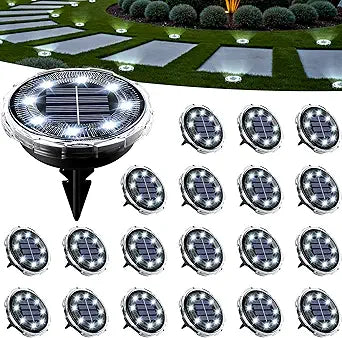 SOLPEX Solar Ground Lights 20 Pack, Solar Pathway Lights Outdoor Waterproof, Landscape Lighting for Garden, Walkway, Driveway, Yard, Deck, Patio, Swimming Pool (Cool White)