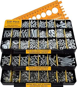 Jackson Palmer 2251 Piece Hardware Assortment Kit with Screws, Nuts, Bolts & Washers (3 Trays)