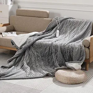 Electric Heated Blanket Twin - 62"x84" Fast Heating Blankets Throw with 5 Heating Levels & 10 Hours Auto Off FCC/ETL Certified Overheat Protection Electric Blanket Twin, Great Gift to Grandma, Gray
