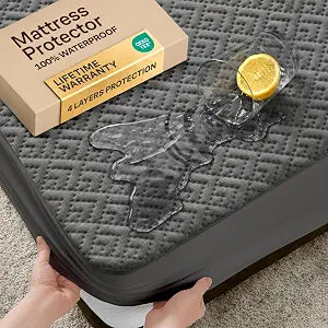 100% Waterproof King Mattress Protector - 360 Pad Protection Against Spills, Stains & Accidents for Parents & Pet Owners - Noiseless & Cooling Viscose Made from Bamboo (Gray)