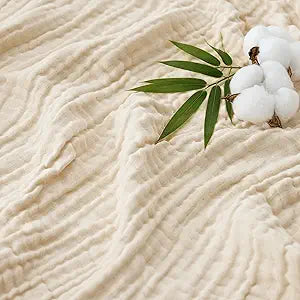 Love's cabin Cooling Muslin Blanket King Size, 50% Rayon Derived from Bamboo, 50% Cotton, 4-Layer Lightweight Breathable Summer Gauze Blanket for Bed, Soft for Hot Sleepers and Kids, 108"x90", Beige