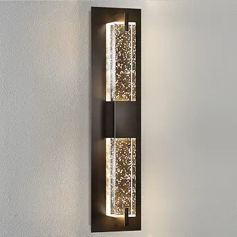 WOSHITU LED Wall Sconce Light: 19 Inch Black Modern Sconces Wall Lighting 3000K Dimmable Crystal Wall Lamps Indoor Bathroom Sconce Wall Mount Light Fixtures for Living Room/Bedroom/Hallway