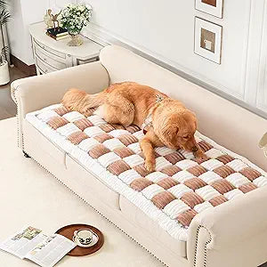 Couch Cover for Sofa, Sectional Couch Cover for Dogs, Sofa Cover Washable, Cushion Cover Blanket Pad Bed Mat for Pets, Fleece Furniture Protector, Brown, 27.6x82.7in