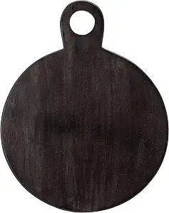 Bloomingville Round Mango Wood Cheese and Cutting Board with Circle Handle, Black