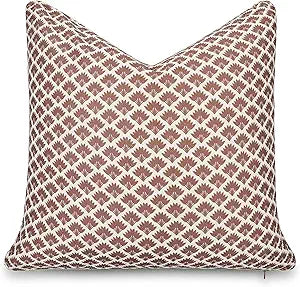 Crumbs Home Modern Farmhouse California Casual Indoor Outdoor Throw Pillow Cover, 20"x20" Water Repellent for Patio, Backyard, Couch, Poolside, Cocoa Brown Print Ravenala Palm Tree