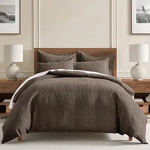 Levtex Home Cloud Waffle King/Cal King Comforter Set (106x94in) with 2 Pillow Shams (36x20in) - Solid Waffle Cotton Texture - Cocoa - 100% Cotton King Size Comforter Set - Soft, Pre-Washed