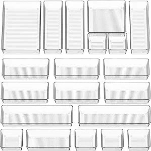 Simple Houseware 20 PCS Clear Plastic Drawer Organizers Set, 5-Size