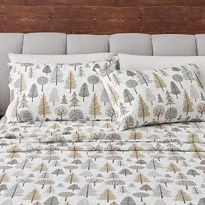 Great Bay Home Queen Size Microfiber Sheet Set - 4-Piece Lodge Bed Sheets - Ultra-Soft and Smooth Brushed Microfiber Woodland Decor Bedding (Forest Trail)