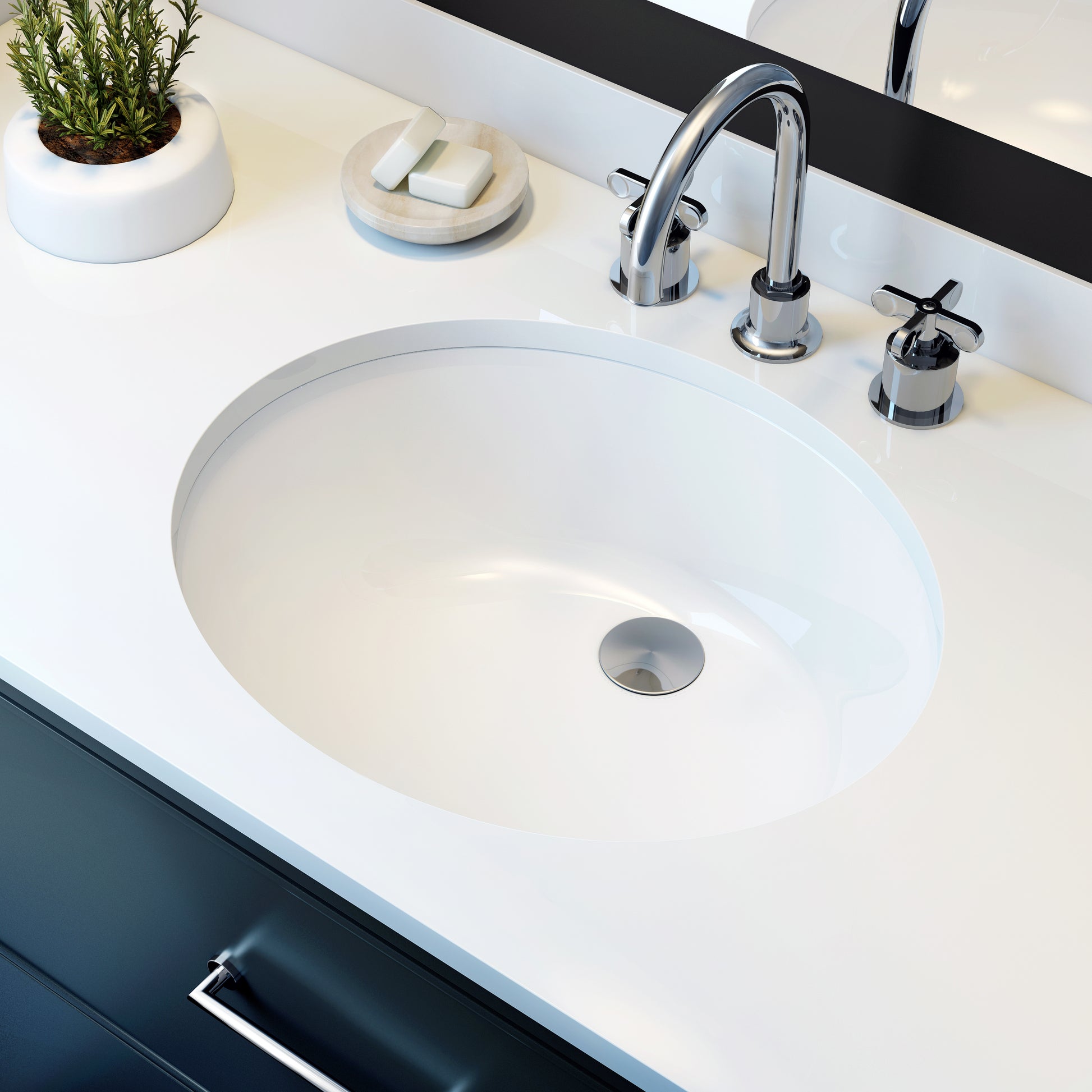 Sulu Lavabo de CerÃ¡mica de Montaje Bajo Blanco Brillante