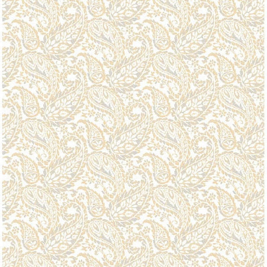A-Street Prints Adrian Honey Paisley Wallpaper, 20.5-in by 33-ft, 56.4 sq. ft