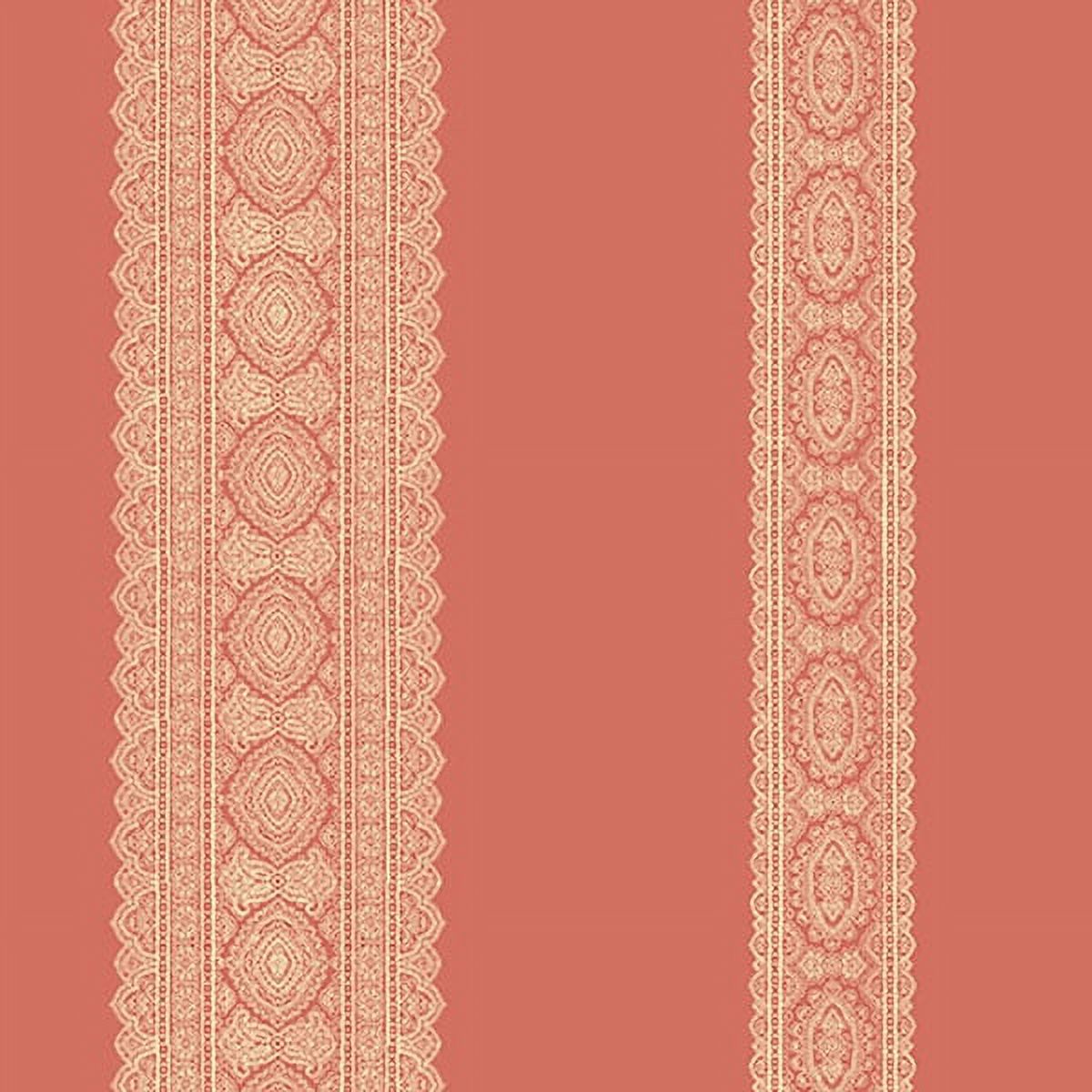 A-Street Prints Brynn Coral Paisley Stripe Wallpaper, 20.5-in by 33-ft, 56.4 sq. ft