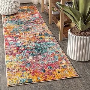 JONATHAN Y Modern Abstract Multi/Yellow Runner Rug, 2x8, Contemporary POP, Transitional, Easy-Cleaning for Living Room, Bedroom, Kitchen, Pet Friendly, Non-Shedding (CTP108A-28)