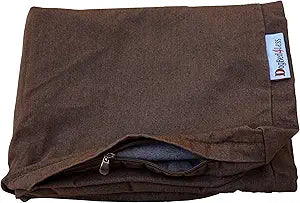 Dogbed4less 55X47X4 Inches Heavy Duty Brown Color Denim Jean Dog Pet Bed External Zipper Cover - Replacement Cover only