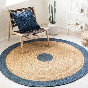 SAFAVIEH Braided Round Rug 3', Wool Navy & Brown BRD910N
